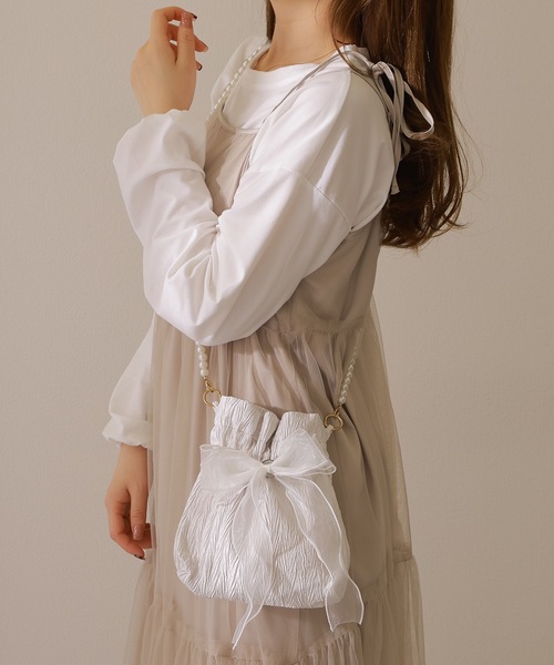 Lace Ladies(レースレディース)の「2WAYパール 巾着 ショルダー バッグ(ショルダーバッグ・レディース・ピンク/アイボリー/ブラック・FREE)」の22枚目の写真