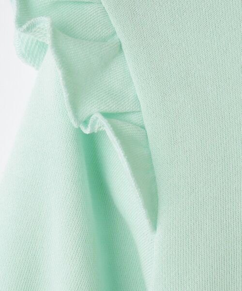 SHOO・LA・RUE（シューラルー）の「【100-120cm/洗える/姉妹リンク可】肩フリルがアクセント　アソートプリントスウェット（スウェット・キッズ・グリーン系/ライトイエロー系/ピンク/サックスブルー・10/11/12）」の5枚目の写真