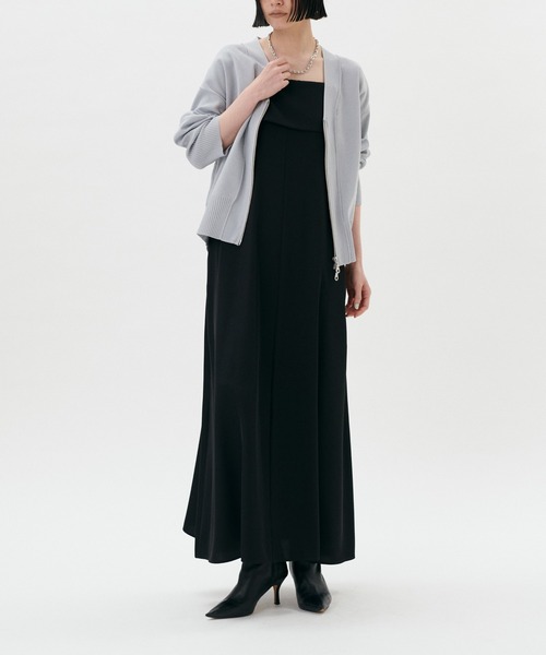 natural couture(ナチュラルクチュール)の「【LARUTA】ポリニットコンパクトZIPカーデ(カーディガン/ボレロ・レディース・ライトグレー/ライトベージュ/グレイッシュベージュ/ブラック/オフホワイト・FREE)」の15枚目の写真