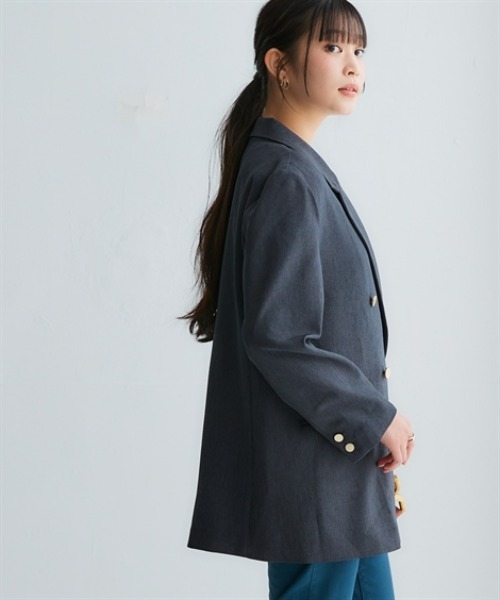 nissen（ニッセン）の「オーバーサイズダブルテーラードジャケット（テーラードジャケット・レディース・チャコール/グレイッシュベージュ/サックスブルー/ネイビー・S/M/L/LL/3L）」の6枚目の写真