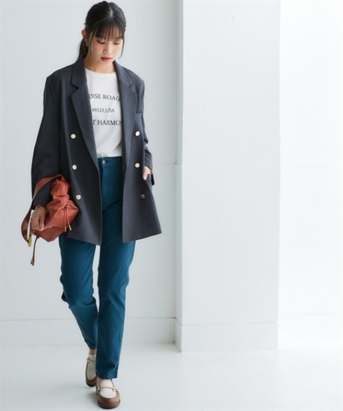 nissen（ニッセン）の「オーバーサイズダブルテーラードジャケット（テーラードジャケット・レディース・チャコール/グレイッシュベージュ/サックスブルー/ネイビー・S/M/L/LL/3L）」の14枚目の写真