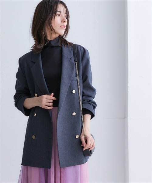 nissen（ニッセン）の「オーバーサイズダブルテーラードジャケット（テーラードジャケット・レディース・チャコール/グレイッシュベージュ/サックスブルー/ネイビー・S/M/L/LL/3L）」の15枚目の写真