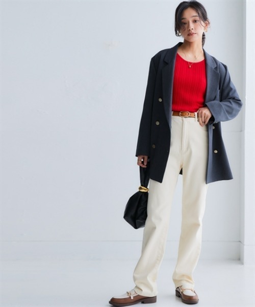 nissen（ニッセン）の「オーバーサイズダブルテーラードジャケット（テーラードジャケット・レディース・チャコール/グレイッシュベージュ/サックスブルー/ネイビー・S/M/L/LL/3L）」の9枚目の写真