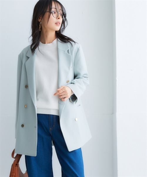 nissen（ニッセン）の「オーバーサイズダブルテーラードジャケット（テーラードジャケット・レディース・チャコール/グレイッシュベージュ/サックスブルー/ネイビー・S/M/L/LL/3L）」の19枚目の写真