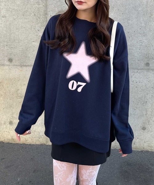 nelliy.（ネルリー）の「スターロゴスウェット（スウェット・レディース・ネイビー/グレー・LARGE/MEDIUM）」の5枚目の写真