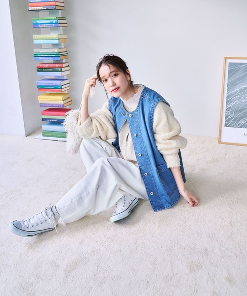 セール】【ONKUL掲載商品】カーブデニムパンツ[プチ・プラスサイズあり