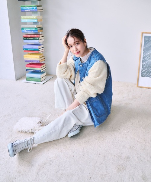 studio CLIP（スタディオクリップ）の「【ONKUL掲載商品】カーブデニムパンツ[プチ・プラスサイズあり]《CLIP denim》（デニムパンツ・レディース・ブルー/グレー/ホワイト/ライトブルー・MEDIUM/LARGE/ﾌﾘｰ(L)/PF）」の9枚目の写真