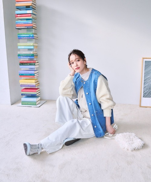 studio CLIP（スタディオクリップ）の「【ONKUL掲載商品】カーブデニムパンツ[プチ・プラスサイズあり]《CLIP denim》（デニムパンツ・レディース・ブルー/グレー/ホワイト/ライトブルー・MEDIUM/LARGE/ﾌﾘｰ(L)/PF）」の12枚目の写真