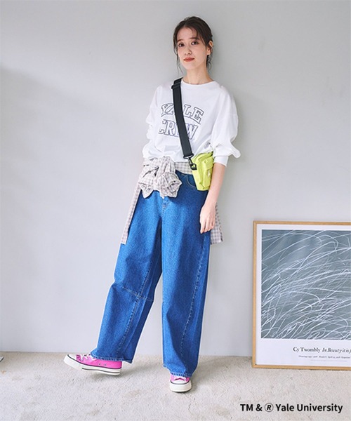 セール】【ONKUL掲載商品】カーブデニムパンツ[プチ・プラス