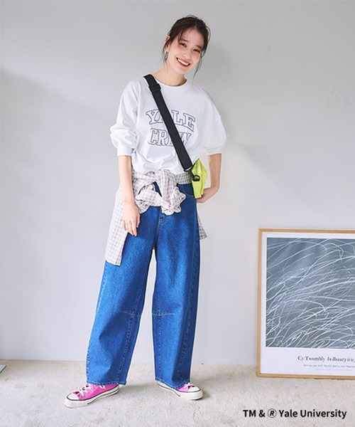 ONKUL掲載商品】カーブデニムパンツ[プチ・プラスサイズあり