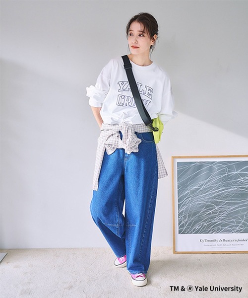 セール】【ONKUL掲載商品】カーブデニムパンツ[プチ・プラスサイズあり