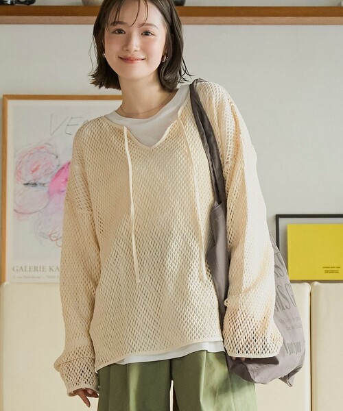 coen（コーエン）の「メッシュスキッパープルオーバー（シャツ/ブラウス・レディース・ブラック/ターコイズブルー/ナチュラル・FREE）」の3枚目の写真