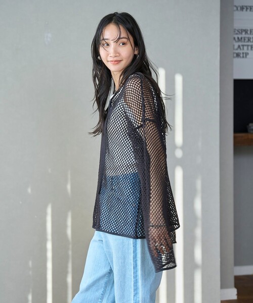 coen（コーエン）の「メッシュスキッパープルオーバー（シャツ/ブラウス・レディース・ブラック/ターコイズブルー/ナチュラル・FREE）」の5枚目の写真