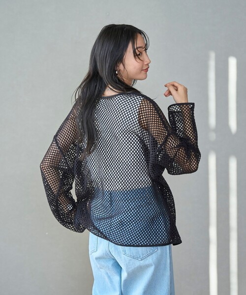 coen（コーエン）の「メッシュスキッパープルオーバー（シャツ/ブラウス・レディース・ブラック/ターコイズブルー/ナチュラル・FREE）」の6枚目の写真