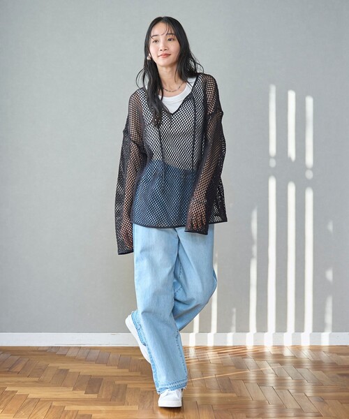 coen（コーエン）の「メッシュスキッパープルオーバー（シャツ/ブラウス・レディース・ブラック/ターコイズブルー/ナチュラル・FREE）」の7枚目の写真