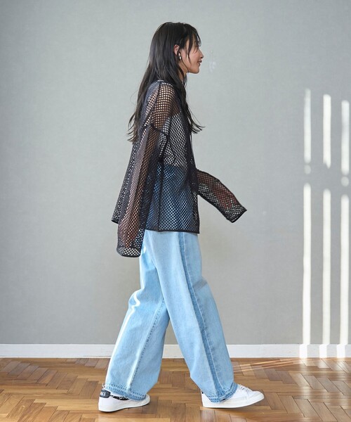 coen（コーエン）の「メッシュスキッパープルオーバー（シャツ/ブラウス・レディース・ブラック/ターコイズブルー/ナチュラル・FREE）」の9枚目の写真