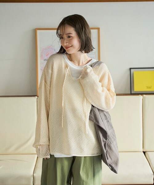 coen（コーエン）の「メッシュスキッパープルオーバー（シャツ/ブラウス・レディース・ブラック/ターコイズブルー/ナチュラル・FREE）」の10枚目の写真