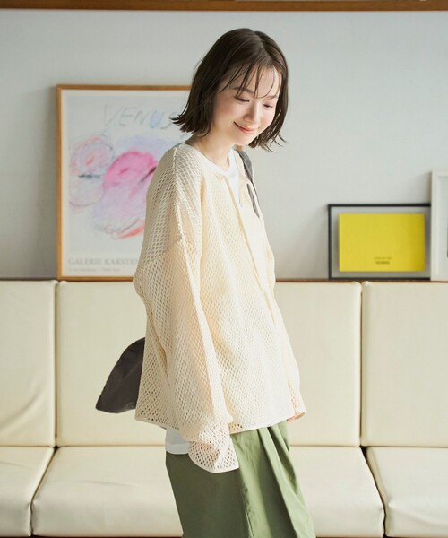 coen（コーエン）の「メッシュスキッパープルオーバー（シャツ/ブラウス・レディース・ブラック/ターコイズブルー/ナチュラル・FREE）」の12枚目の写真