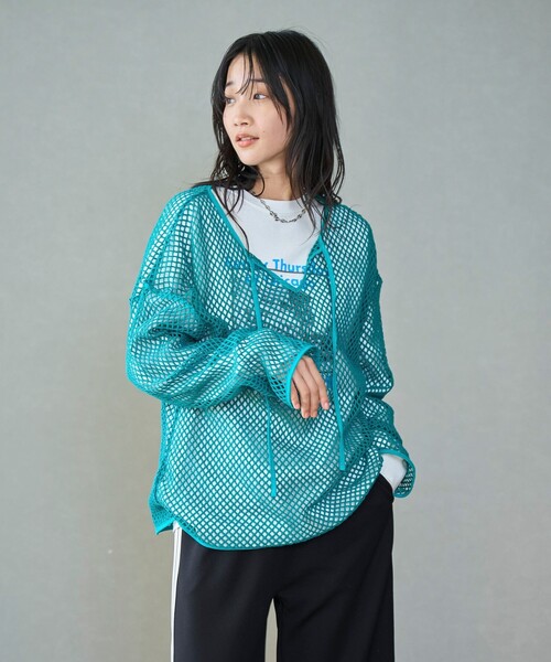 coen（コーエン）の「メッシュスキッパープルオーバー（シャツ/ブラウス・レディース・ブラック/ターコイズブルー/ナチュラル・FREE）」の16枚目の写真