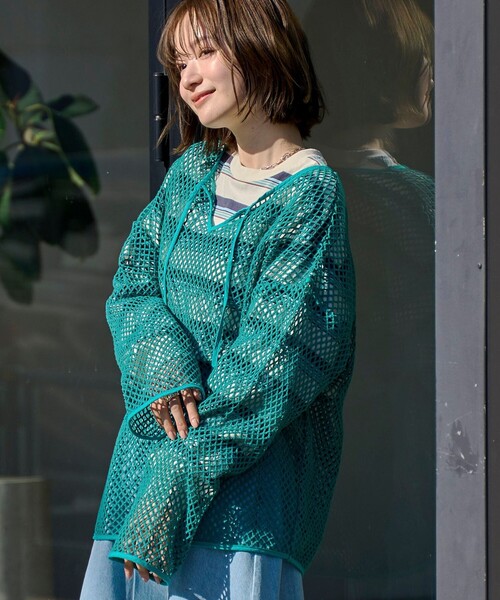 coen（コーエン）の「メッシュスキッパープルオーバー（シャツ/ブラウス・レディース・ブラック/ターコイズブルー/ナチュラル・FREE）」の22枚目の写真