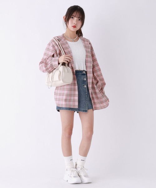 repipi armario（レピピ アルマリオ）の「チェックフードルーズシャツ（シャツ/ブラウス・キッズ・グリーン系その他/ブラック/ピンク系その他・MEDIUM/LARGE/SMALL）」の7枚目の写真