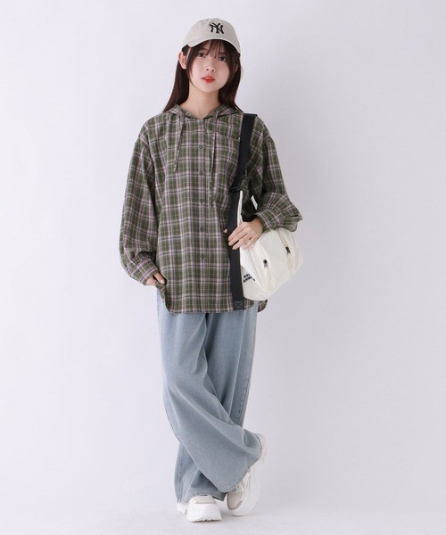 repipi armario（レピピ アルマリオ）の「チェックフードルーズシャツ（シャツ/ブラウス・キッズ・グリーン系その他/ブラック/ピンク系その他・MEDIUM/LARGE/SMALL）」の8枚目の写真