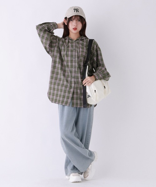 repipi armario（レピピ アルマリオ）の「チェックフードルーズシャツ（シャツ/ブラウス・キッズ・グリーン系その他/ブラック/ピンク系その他・MEDIUM/LARGE/SMALL）」の9枚目の写真