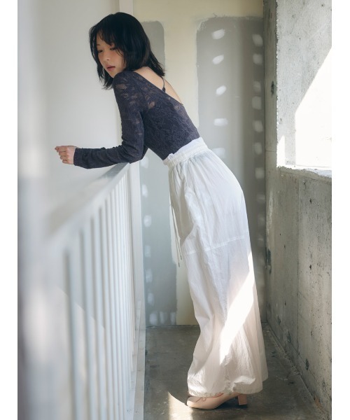 SNIDEL 【Chacott】レース柄編みプルオーバー　ホワイト Chacott】レース柄編みプルオーバー(Tシャツ・カットソー