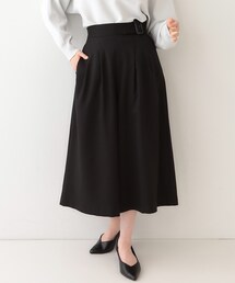 【S-LL/体型カバー】オンオフ兼用 ベルト風ガウチョパンツ