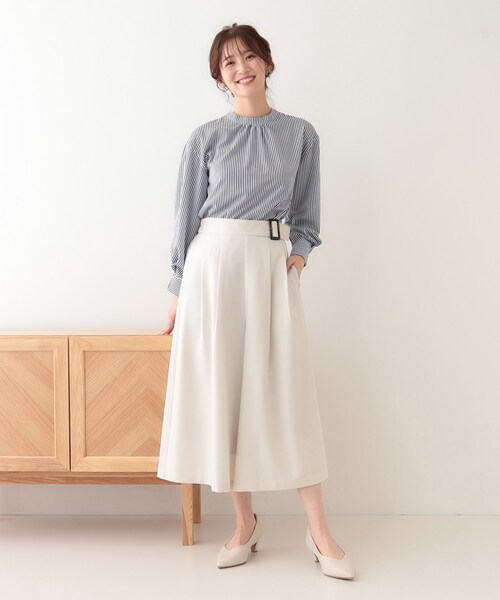 DRESKIP（ドレスキップ）の「【S-LL/体型カバー】オンオフ兼用 ベルト風ガウチョパンツ（その他パンツ・レディース・ブラック/イエロー系その他/アイボリー・01/02/03/04）」の6枚目の写真