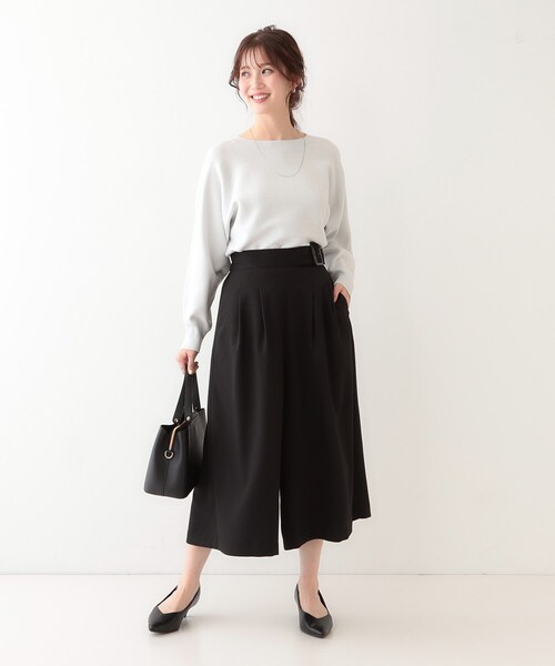 DRESKIP（ドレスキップ）の「【S-LL/体型カバー】オンオフ兼用 ベルト風ガウチョパンツ（その他パンツ・レディース・ブラック/イエロー系その他/アイボリー・01/02/03/04）」の10枚目の写真