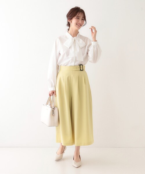 DRESKIP（ドレスキップ）の「【S-LL/体型カバー】オンオフ兼用 ベルト風ガウチョパンツ（その他パンツ・レディース・ブラック/イエロー系その他/アイボリー・01/02/03/04）」の14枚目の写真