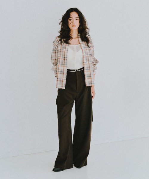 styling/(スタイリング)の「ダブルベルトスーツパンツ(スラックス・レディース・ブラウン/ダークネイビー/オフホワイト・1/0)」の3枚目の写真