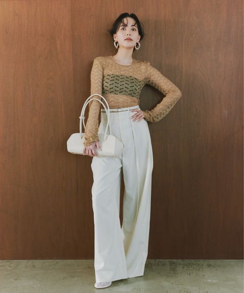 styling/(スタイリング)の「ダブルベルトスーツパンツ(スラックス・レディース・ブラウン/ダークネイビー/オフホワイト・1/0)」の2枚目の写真