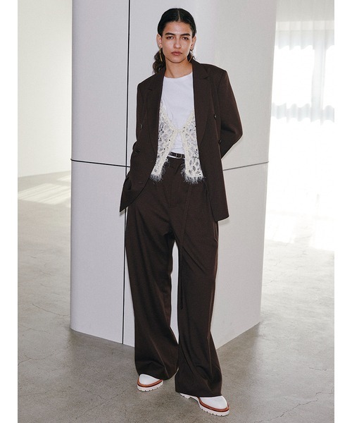 styling/(スタイリング)の「ダブルベルトスーツパンツ(スラックス・レディース・ブラウン/ダークネイビー/オフホワイト・1/0)」の7枚目の写真