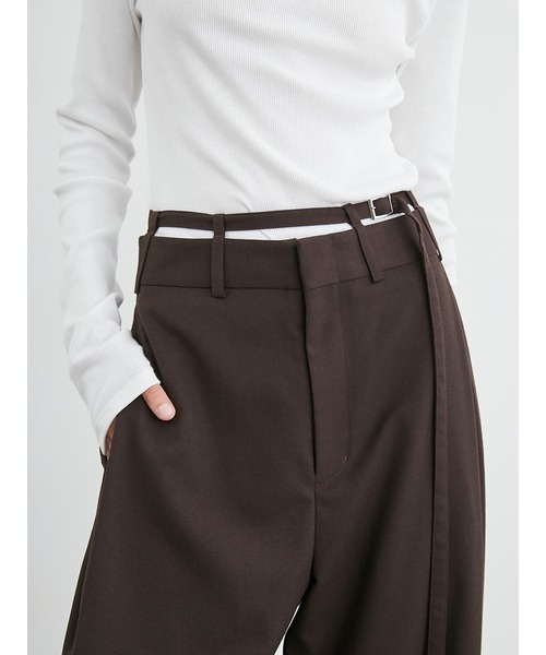 styling/(スタイリング)の「ダブルベルトスーツパンツ(スラックス・レディース・ブラウン/ダークネイビー/オフホワイト・1/0)」の19枚目の写真