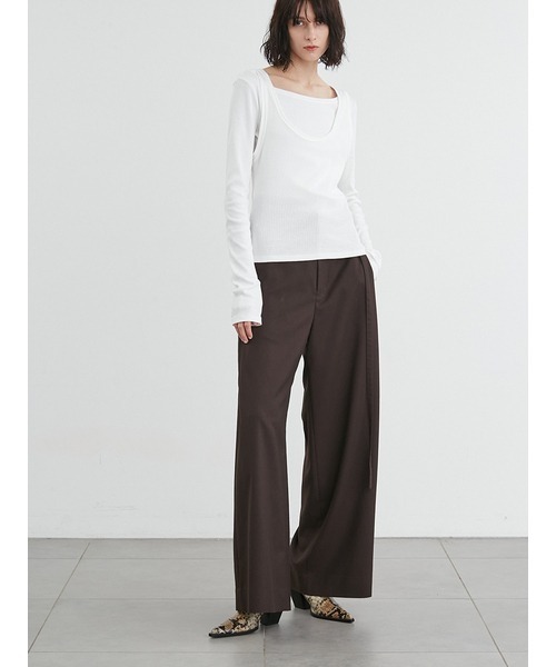 styling/(スタイリング)の「ダブルベルトスーツパンツ(スラックス・レディース・ブラウン/ダークネイビー/オフホワイト・1/0)」の12枚目の写真