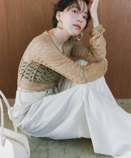 styling/(スタイリング)の「ダブルベルトスーツパンツ(スラックス・レディース・ブラウン/ダークネイビー/オフホワイト・1/0)」の4枚目の写真