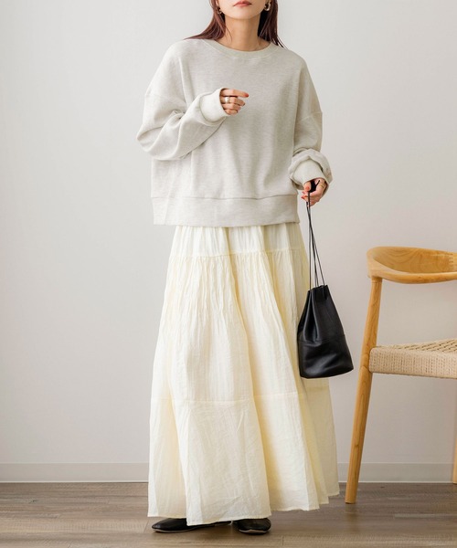 NOAHL(ノアル)の「【NOAHL】ミドル丈刺繍ワッフルプルオーバー(スウェット・レディース・オートミール/チャコール・FREE)」の8枚目の写真