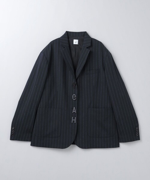 6(ROKU)＞ネップ ストライプ テーラードジャケット：