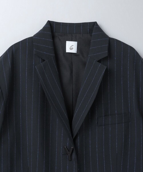6(ロク)の「<6(ROKU)>ネップ ストライプ テーラードジャケット:(テーラードジャケット・レディース・ネイビー・36/38)」の7枚目の写真
