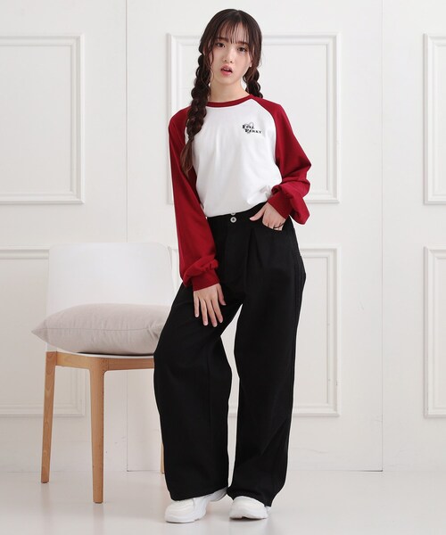 PINK-latte(ピンクラテ)の「タックワイドストレートデニム(その他パンツ・キッズ・ブルー系3/ブラック系3/ブラック・16/15 /14/13)」の14枚目の写真