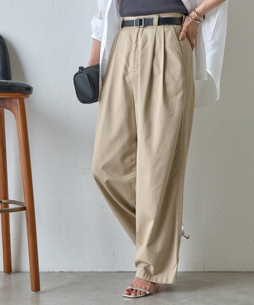 新品タグ付き パパス コットンツイル 2タック チノパンツ 48/M 新品タグ付き パパス コットンツイル 2タック チノパンツ 48/M