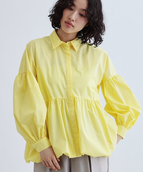 GALLEST（ギャレスト）の「バルーンペプラムブラウス（シャツ/ブラウス・レディース・ホワイト/ライトブルー/イエロー系その他/グリーン系・34/38）」の4枚目の写真