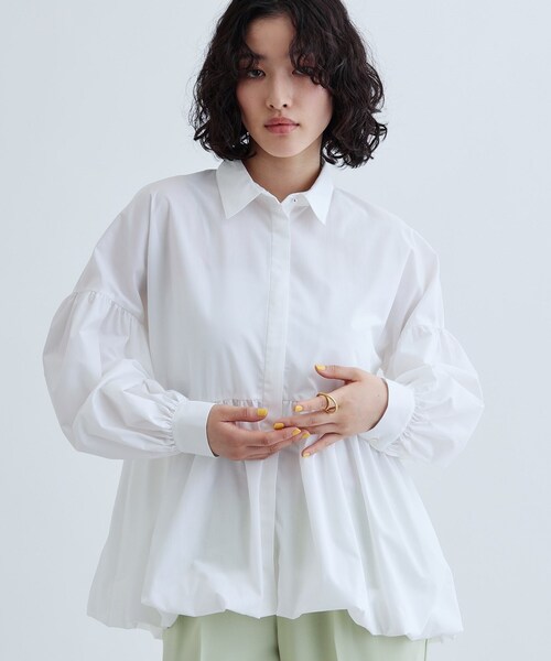 GALLEST（ギャレスト）の「バルーンペプラムブラウス（シャツ/ブラウス・レディース・ホワイト/ライトブルー/イエロー系その他/グリーン系・34/38）」の17枚目の写真