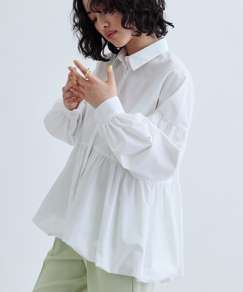 GALLEST（ギャレスト）の「バルーンペプラムブラウス（シャツ/ブラウス・レディース・ホワイト/ライトブルー/イエロー系その他/グリーン系・34/38）」の18枚目の写真