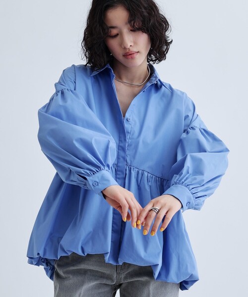 GALLEST（ギャレスト）の「バルーンペプラムブラウス（シャツ/ブラウス・レディース・ホワイト/ライトブルー/イエロー系その他/グリーン系・34/38）」の7枚目の写真