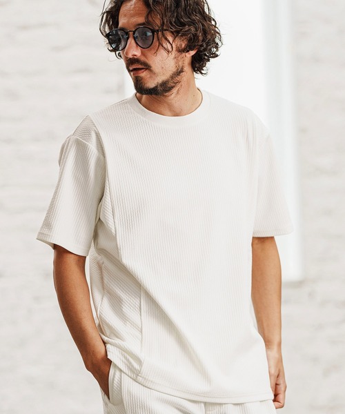 felkod(フィルコッド)の「mt9504- Cord Jersey Cut sew Tシャツ(Tシャツ/カットソー・メンズ・ホワイト/ブラック/ホワイト×ブラック・L/M/S)」の2枚目の写真
