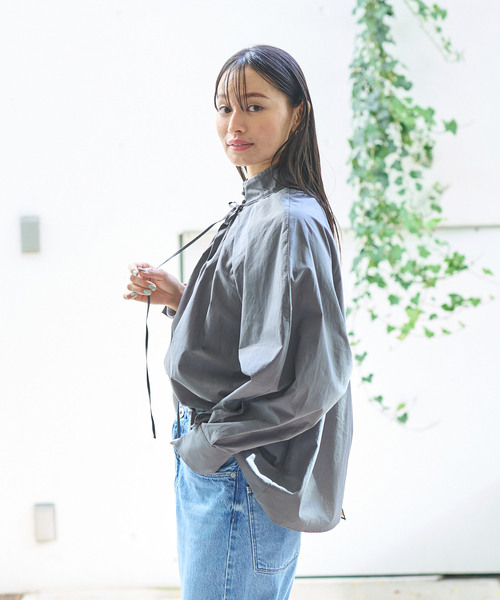 Rouge vif（ルージュヴィフ）の「ハイネックリボンブラウス2（シャツ/ブラウス・レディース・ホワイト/チャコールグレー・フリー）」の4枚目の写真