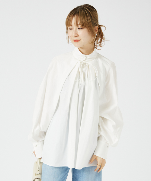 Rouge vif（ルージュヴィフ）の「ハイネックリボンブラウス2（シャツ/ブラウス・レディース・ホワイト/チャコールグレー・フリー）」の8枚目の写真